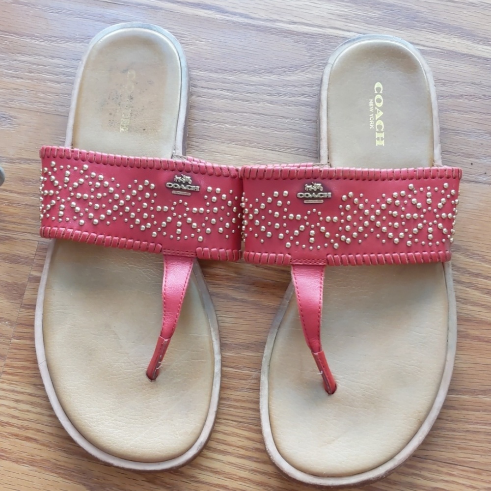COACH Embellished Leather Sandals